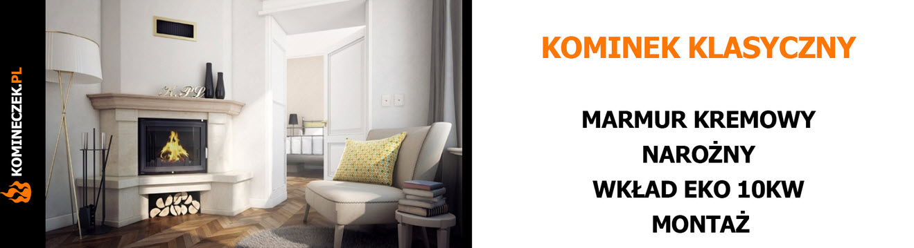 Kominek gazowy nowoczesny panoramiczny pokryty betonem architektonicznym z podświetleniem LED z wkładem 16kw z montażem Kraków